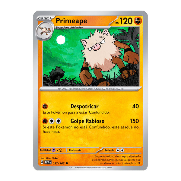 151: Primeape (057/165) (Español) - Reverse Holo